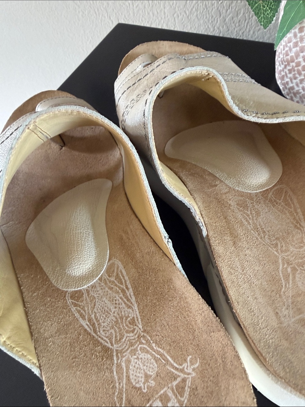 Fly London Metallic Taupe Slide Mules with White Sole - Picture 10 of 14